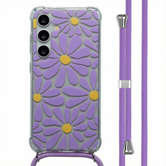 Imoshion Design hoesje met koord voor de Samsung Galaxy S24 - Tropical Violet Flowers Connect Meerkleurig