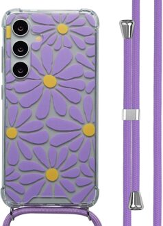 Imoshion Design hoesje met koord voor de Samsung Galaxy S24 - Tropical Violet Flowers Connect Meerkleurig