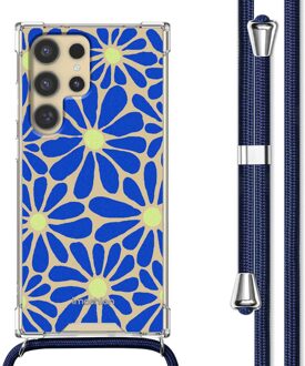 Imoshion Design hoesje met koord voor de Samsung Galaxy S24 Ultra - Cobalt Blue Flowers Connect Meerkleurig