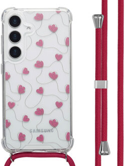 Imoshion Design hoesje met koord voor de Samsung Galaxy S25 - Dusty Rose Connected Hearts Meerkleurig