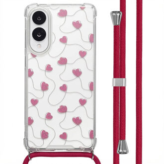 Imoshion Design hoesje met koord voor de Samsung Galaxy S25 Edge - Dusty Rose Connected Hearts Meerkleurig