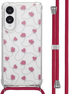 Imoshion Design hoesje met koord voor de Samsung Galaxy S25 Edge - Dusty Rose Connected Hearts Meerkleurig