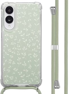 Imoshion Design hoesje met koord voor de Samsung Galaxy S25 Edge - Smoke Green Flowers Meerkleurig