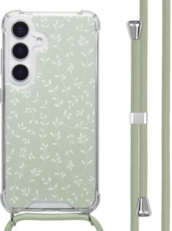 Imoshion Design hoesje met koord voor de Samsung Galaxy S25 - Smoke Green Flowers Meerkleurig