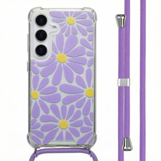 Imoshion Design hoesje met koord voor de Samsung Galaxy S25 - Tropical Violet Flowers Connect Meerkleurig
