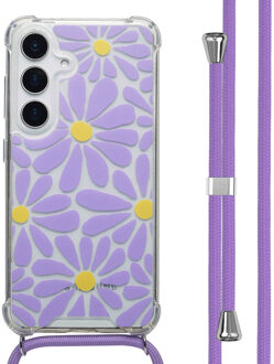 Imoshion Design hoesje met koord voor de Samsung Galaxy S25 - Tropical Violet Flowers Connect Meerkleurig