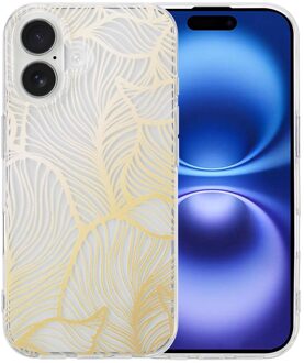 Imoshion Design hoesje voor de Apple iPhone 16 - Golden Leaves Transparant Meerkleurig
