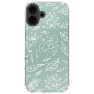 Imoshion Design hoesje voor de Apple iPhone 16 - Leaves Line-Art Groen