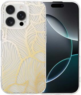 Imoshion Design hoesje voor de Apple iPhone 16 Pro - Golden Leaves Transparant Meerkleurig