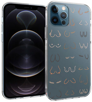 Imoshion Design hoesje voor de iPhone 12 (Pro) - Boobs all over - Transparant - 6.1