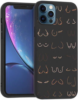 Imoshion Design hoesje voor de iPhone 12 (Pro) - Boobs all over - Zwart - 6.1