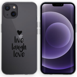 Imoshion Design hoesje voor de iPhone 13 - Live Laugh Love - Zwart Transparant