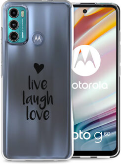 Imoshion Design hoesje voor de Motorola Moto G60 - Live Laugh Love - Zwart Transparant