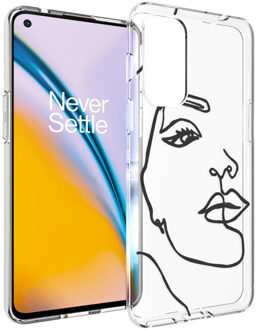 Imoshion Design hoesje voor de OnePlus Nord 2 - Line Art Woman Black Transparant