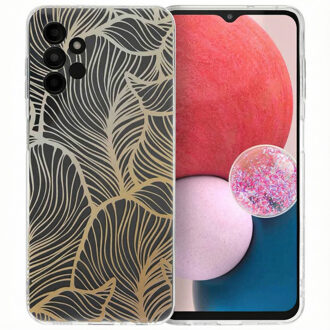 Imoshion Design hoesje voor de Samsung Galaxy A13 (4G) - Golden Leaves Transparant Meerkleurig