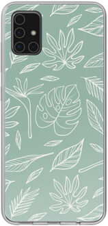 Imoshion Design hoesje voor de Samsung Galaxy A51 - Leaves Line-Art Groen - 6.5