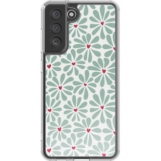 Imoshion Design hoesje voor de Samsung Galaxy S21 FE - Bloom Love Sage Green Meerkleurig