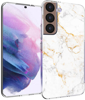 Imoshion Design hoesje voor de Samsung Galaxy S22 - White Marble Meerkleurig