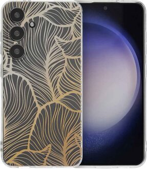 Imoshion Design hoesje voor de Samsung Galaxy S24 - Golden Leaves Transparant Meerkleurig