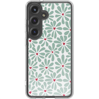 Imoshion Design hoesje voor de Samsung Galaxy S25 - Bloom Love Sage Green Meerkleurig