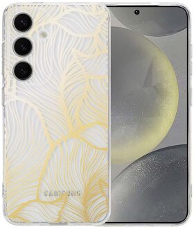 Imoshion Design hoesje voor de Samsung Galaxy S25 - Golden Leaves Transparant Meerkleurig