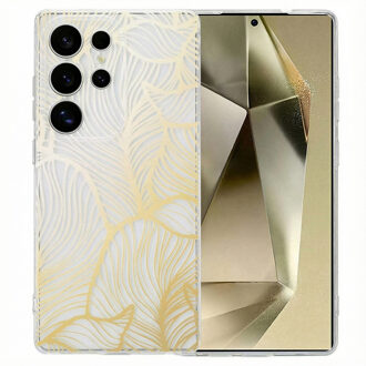 Imoshion Design hoesje voor de Samsung Galaxy S25 Ultra - Golden Leaves Transparant Meerkleurig