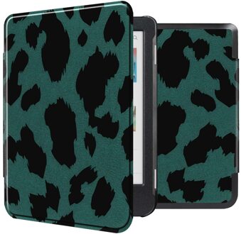 Imoshion Design Slim Hard Case Bookcase voor de Kobo Clara Colour / BW - Green Leopard Groen - 6