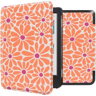 Imoshion Design Slim Hard Case Bookcase voor de Kobo Clara Colour / BW - Orange Flowers Connect Meerkleurig - 6