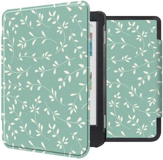 Imoshion Design Slim Hard Case Bookcase voor de Kobo Clara Colour / BW - Smoke Green Flowers Meerkleurig - 6
