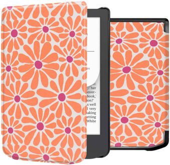 Imoshion Design Slim Hard Case Bookcase voor de Pocketbook Verse Lite - Orange Flowers Connect Oranje