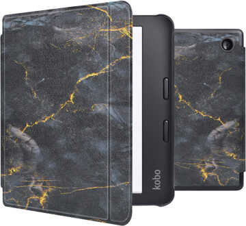 Imoshion Design Slim Hard Case Sleepcover met stand voor de Kobo Libra 2 / Tolino Vision 6 - Black Marble Zwart - 7