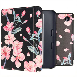 Imoshion Design Slim Hard Case Sleepcover met stand voor de Kobo Libra 2 / Tolino Vision 6 - Blossom Watercolor Black Meerkleurig - 7
