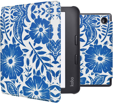 Imoshion Design Slim Hard Case Sleepcover met stand voor de Kobo Libra 2 / Tolino Vision 6 - Flower Tile Meerkleurig - 7