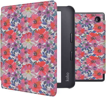 Imoshion Design Slim Hard Case Sleepcover met stand voor de Kobo Libra 2 / Tolino Vision 6 - Flower Watercolor Meerkleurig - 7