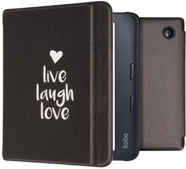 Imoshion Design Slim Hard Case Sleepcover met stand voor de Kobo Libra 2 / Tolino Vision 6 - Live Laugh Love Zwart - 7