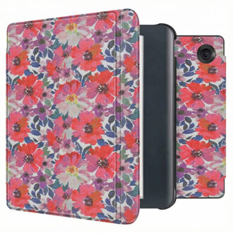 Imoshion Design Slim Hard Case Sleepcover met stand voor de Kobo Libra Colour - Flower Watercolor Meerkleurig - 7