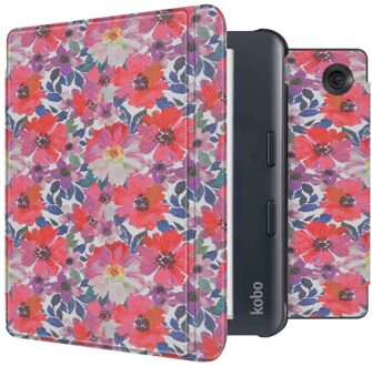 Imoshion Design Slim Hard Case Sleepcover met stand voor de Kobo Libra Colour - Flower Watercolor Meerkleurig - 7