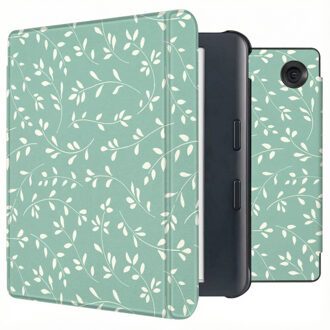 Imoshion Design Slim Hard Case Sleepcover met stand voor de Kobo Libra Colour - Smoke Green Flowers Meerkleurig - 7