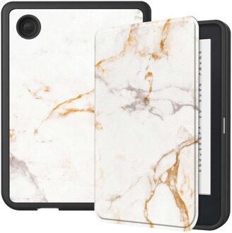 Imoshion Design Slim Soft Case Sleepcover voor de Kobo Clara 2E / Tolino Shine 4 - White Marble Wit - 6