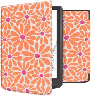 Imoshion Design Slim Soft Case Sleepcover voor de Pocketbook InkPad Color 3 / InkPad 4 - Orange Flowers Connect Meerkleurig - 7.8