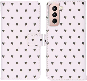 Imoshion Design Softcase Book Case Samsung Galaxy S21 hoesje - Hearts Allover White