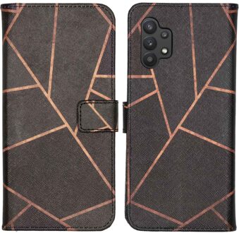 Imoshion Design Softcase Bookcase voor de Samsung Galaxy A32 (5G) - Black Graphic Meerkleurig
