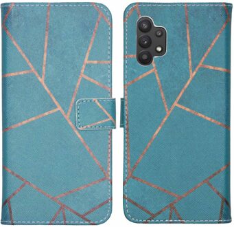 Imoshion Design Softcase Bookcase voor de Samsung Galaxy A32 (5G) - Blue Graphic Meerkleurig