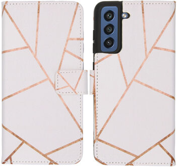 Imoshion Design Softcase Bookcase voor de Samsung Galaxy S21 FE - White Graphic Meerkleurig