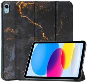 Imoshion Design Trifold Bookcase voor de Apple iPad 11 (2025) 11 inch A16 / iPad 10 (2022) 10.9 inch - Black Marble Meerkleurig