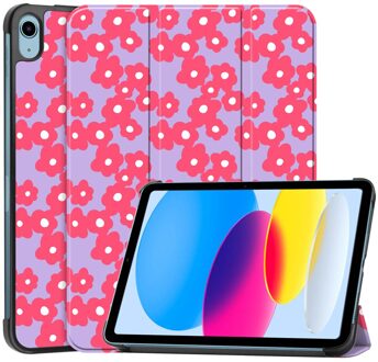 Imoshion Design Trifold Bookcase voor de Apple iPad 11 (2025) 11 inch A16 / iPad 10 (2022) 10.9 inch - Dusty Rose Blossom Meerkleurig