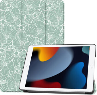 Imoshion Design Trifold Bookcase voor de Apple iPad 9 (2021) 10.2 inch / iPad 8 (2020) 10.2 inch / iPad 7 (2019) 10.2 inch - Botanica Groen