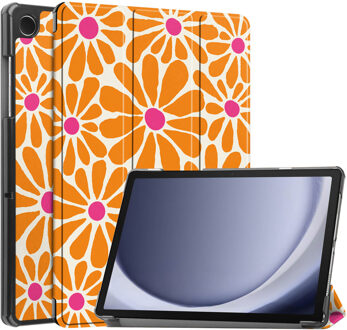 Imoshion Design Trifold Bookcase voor de Samsung Galaxy Tab A11 Plus / A9 Plus - Orange Flower Connect Meerkleurig - 11