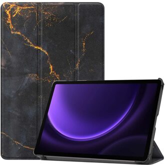 Imoshion Design Trifold Bookcase voor de Samsung Galaxy Tab S10 Lite / S9 11.0 inch / Tab S10 FE / S9 FE 10.9 inch - Black Marble Meerkleurig
