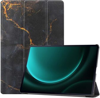 Imoshion Design Trifold Bookcase voor de Samsung Galaxy Tab S10 Plus / Tab S9 FE Plus / Tab S9 Plus - Black Marble Meerkleurig - 12.4